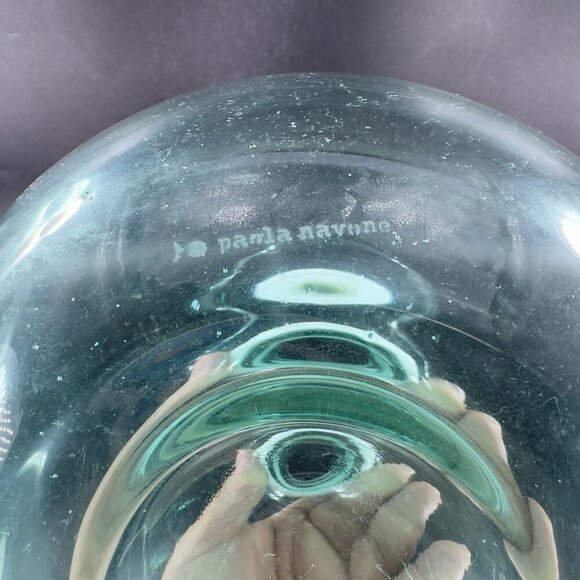 Paola Navone Riviera Crate And Barrel Glass Vase Carafe Decanter Green Signed - Picture 7 of 14